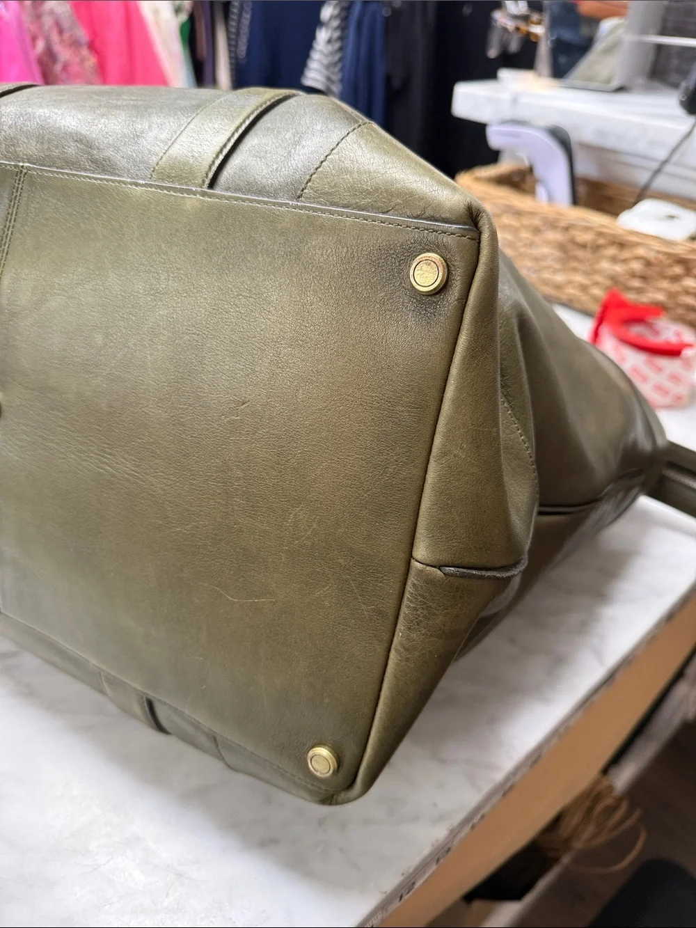 Coach Bleecker Legacy Weekend Large Leather Tote in Olive Green - Picture 6 of 15